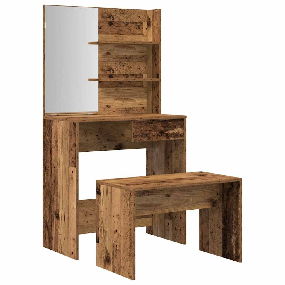 Vidaxl (Old Wood) Dressing Table Set Homevanity Table Makeup Vanity Desk Cosmetic Table