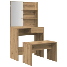 (artisan oak) vidaXL Dressing Table Set HomeVanity Table Makeup Vanity Desk Cosmetic Table