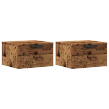 (old wood, 2 pcs) vidaXL Wall-mounted Bedside Cabinets Bedroom Floating Nightstand Wall Cabinet