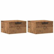 (artisan oak, 2 pcs) vidaXL Wall-mounted Bedside Cabinets Bedroom Floating Nightstand Wall Cabinet