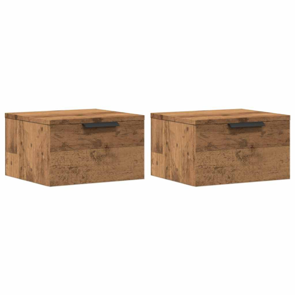 Vidaxl (Artisan Oak, 2 Pcs) Wall-Mounted Bedside Cabinets Bedroom Floating Nightstand Wall Cabinet