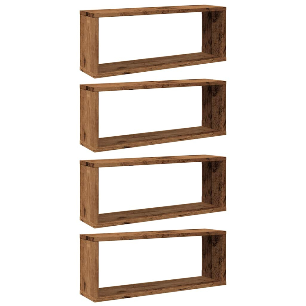Vidaxl (Old Wood, 4 Pcs) Wall Shelves Floating Rack Display Shelf Bookshelf Engineered Wood