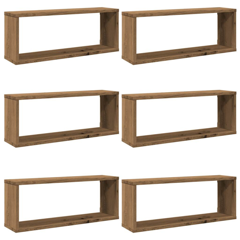 Vidaxl (Artisan Oak, 6 Pcs) Wall Shelves Floating Rack Display Shelf Bookshelf Engineered Wood