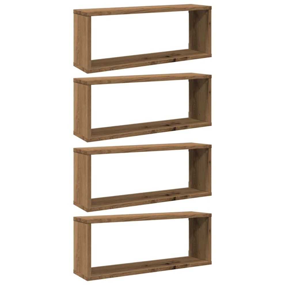 Vidaxl (Artisan Oak, 4 Pcs) Wall Shelves Floating Rack Display Shelf Bookshelf Engineered Wood