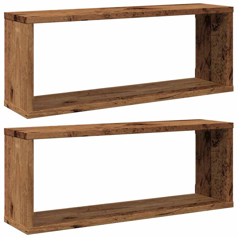 Vidaxl (Old Wood, 2 Pcs) Wall Shelves Floating Rack Display Shelf Bookshelf Engineered Wood