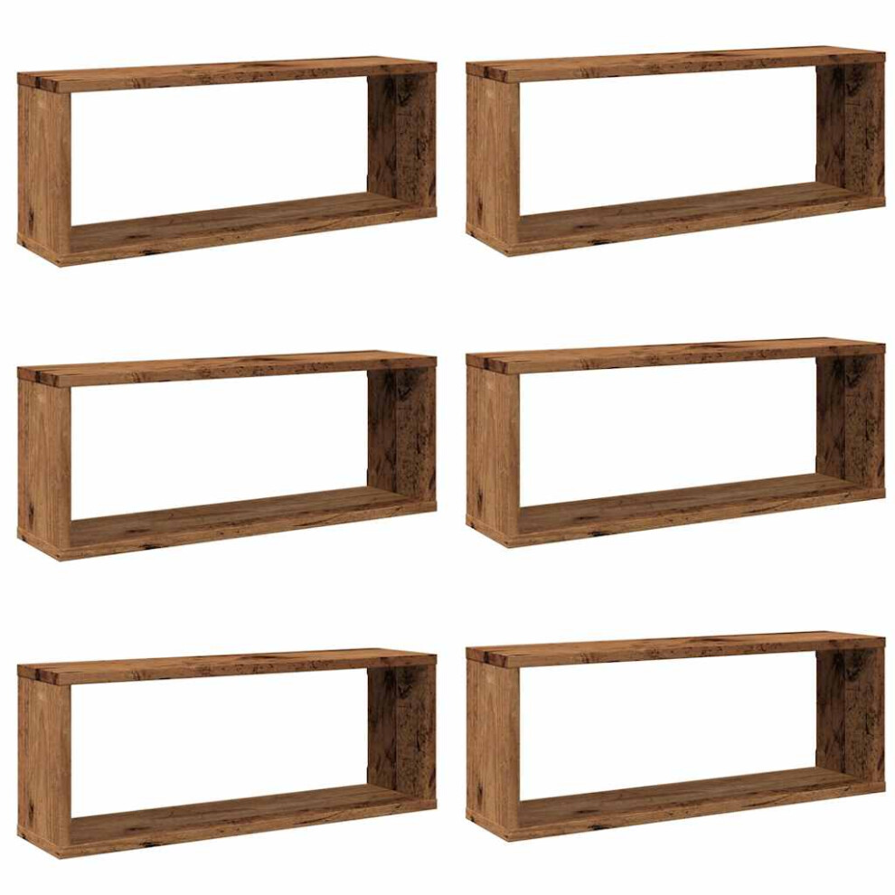 (old wood, 6 pcs) vidaXL Wall Shelves Floating Rack Display Shelf Bookshelf Engineered Wood