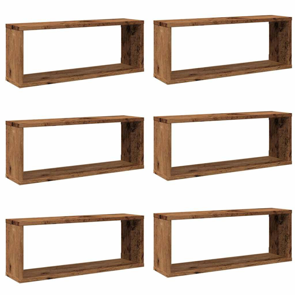 Vidaxl (Old Wood, 6 Pcs) Wall Shelves Floating Rack Display Shelf Bookshelf Engineered Wood