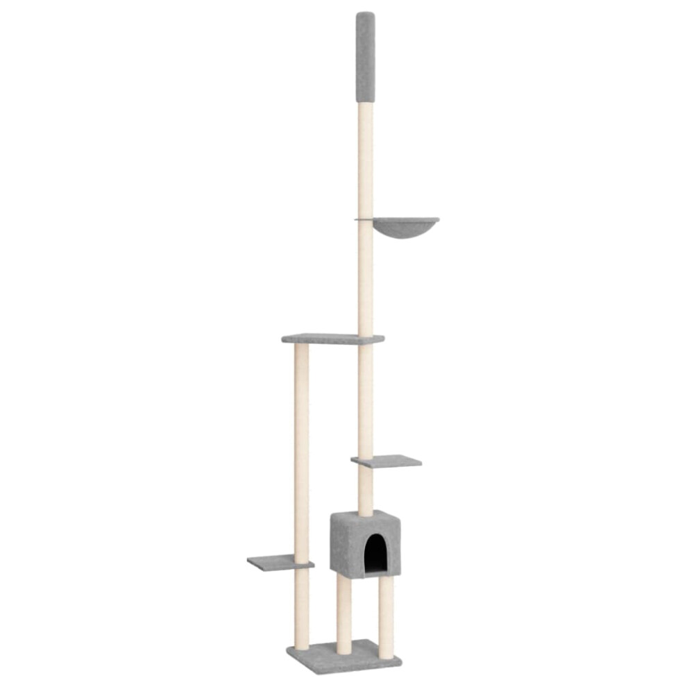 (light grey) vidaXL Floor To Ceiling Cat Tree 258.5-284.5cm Cat Scratch Tower Multi Colours