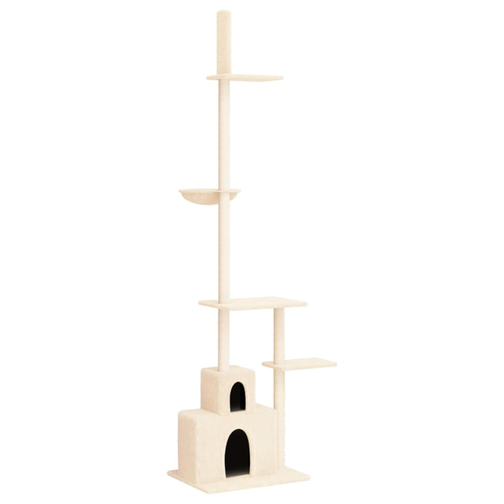 (cream) vidaXL Floor to Ceiling Cat Tree 250.5-276.5cm Cat Scratch Tower Multi Colours