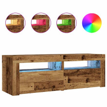 (old wood) vidaXL 2x Bedside Cabinets with LEDs Nightstand Bed Cabinet Multi Colours