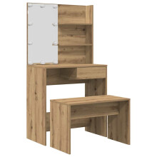 (artisan oak, 74.5 x 40 x 141 cm) vidaXL Dressing Table Set with LED Makeup Table Cosmetic Table Engineered Wood