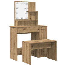 (artisan oak, 86.5 x 35 x 136 cm) vidaXL Dressing Table Set with LED Makeup Table Cosmetic Table Engineered Wood
