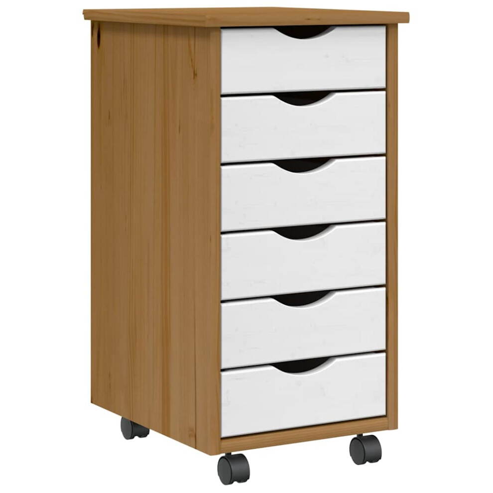 (honey brown and white, 34 x 39 x 65.5 cm) vidaXL Rolling Cabinet with Drawers Mobile File Cabinet Solid Wood Pine MOSS