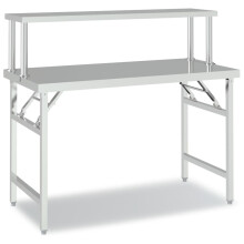 (120 x 60 x 115 cm) vidaXL Kitchen Work Table with Overshelf Stainless Steel 120x60x115/145 cm