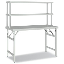 (120 x 60 x 145 cm) vidaXL Kitchen Work Table with Overshelf Stainless Steel 120x60x115/145 cm