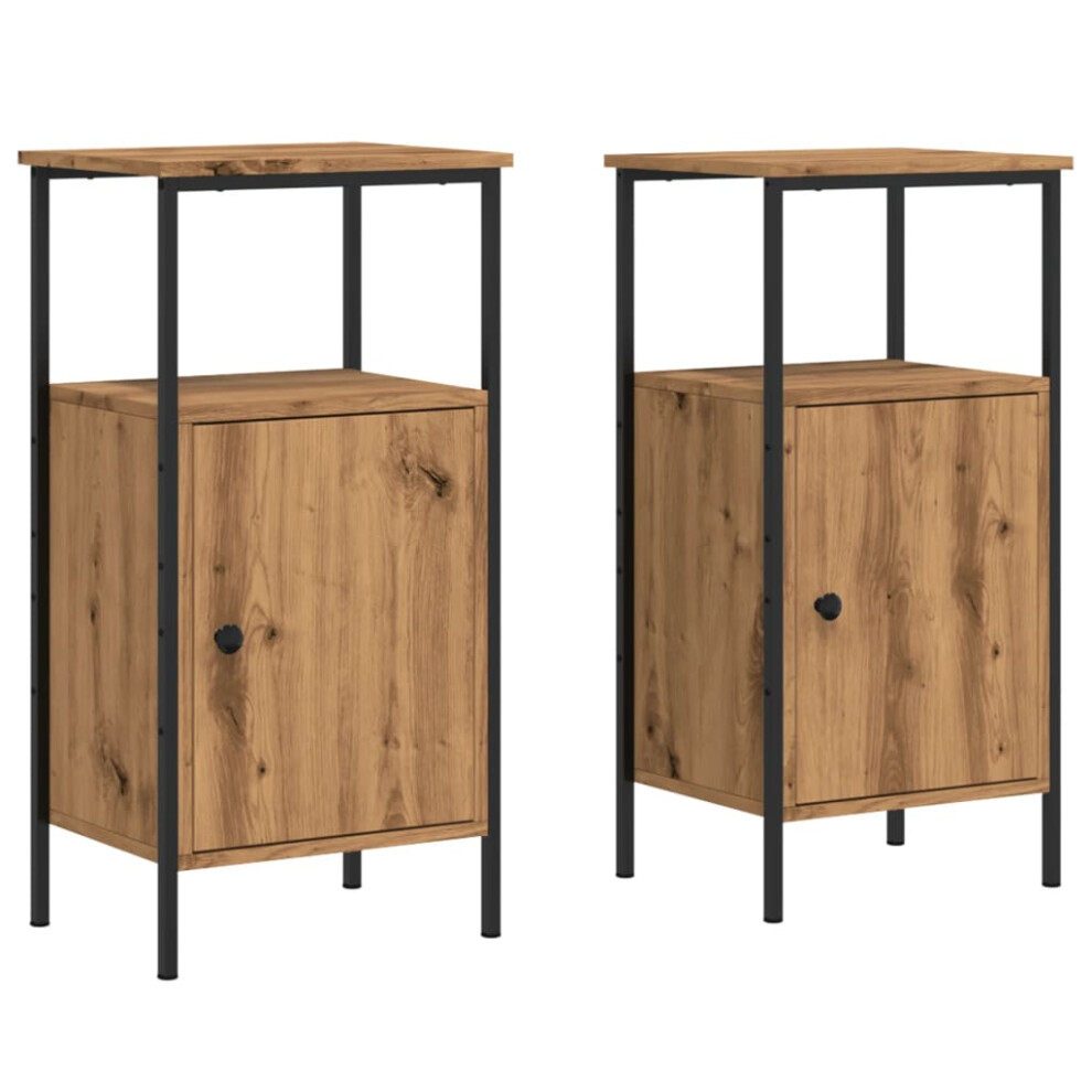 Vidaxl (Artisan Oak, 2 Pcs) Bedside Cabinets Nightstand Bed Table 2 Pcs Artisan Oak Engineered Wood