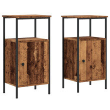 (old wood, 2 pcs) vidaXL Bedside Cabinets Nightstand Bed Table 2 pcs Artisan Oak Engineered Wood