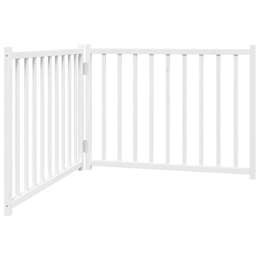 Vidaxl White (, 80 X 60 X 2 Cm/ 2 Pcs) Dog Gate With Door Foldable Dog Fence Barrier Pet Gate Solid Wood Fir