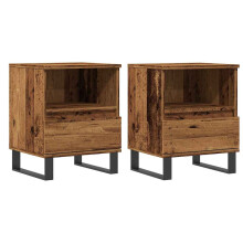 (old wood, 2 pcs) vidaXL Bedside Cabinets Nightstand Bed Table 2 pcs Artisan Oak Engineered Wood