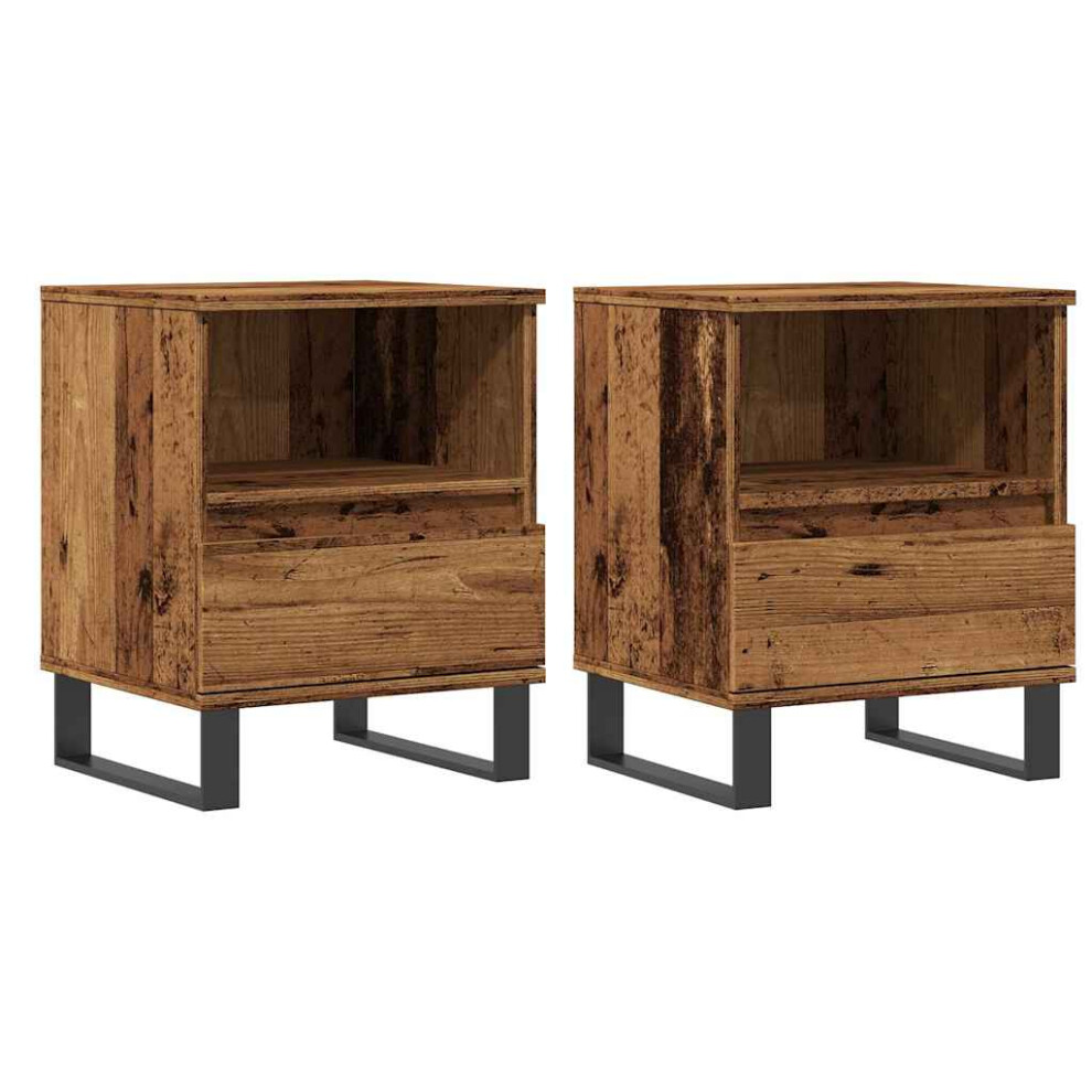 Vidaxl (Old Wood, 2 Pcs) Bedside Cabinets Nightstand Bed Table 2 Pcs Artisan Oak Engineered Wood