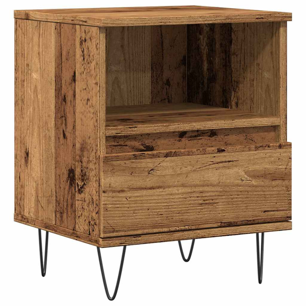 Vidaxl (Old Wood) Bedside Cabinet Old Wood 40X35x50 Cm Engineered Wood Bedside Table