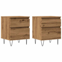 (artisan oak, 2 pcs) vidaXL Bedside Cabinets Nightstand Bed Table 2 pcs Old Wood Engineered Wood