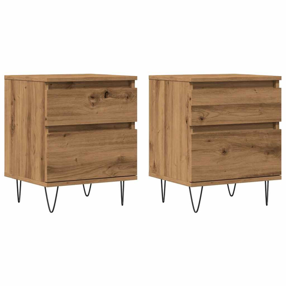 Vidaxl (Artisan Oak, 2 Pcs) Bedside Cabinets Nightstand Bed Table 2 Pcs Old Wood Engineered Wood