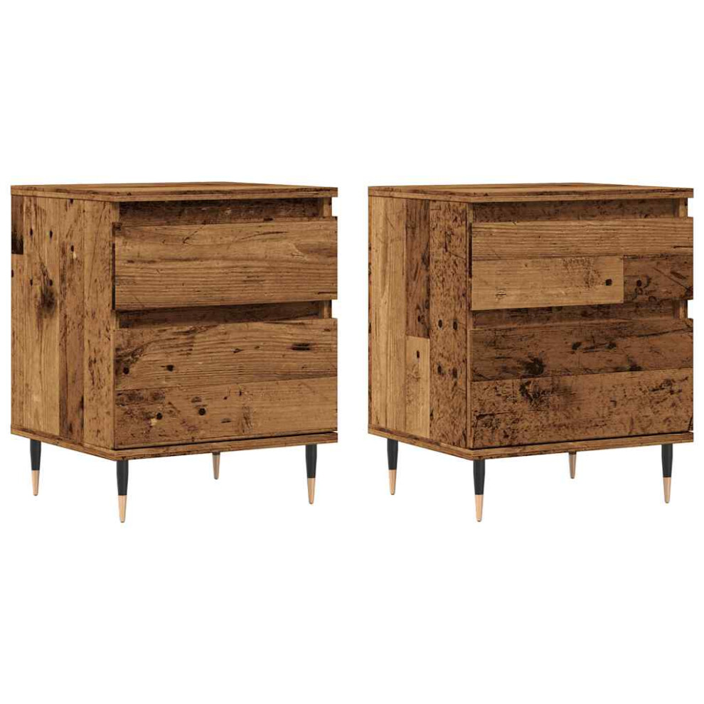 Vidaxl (Old Wood, 2 Pcs) Bedside Cabinet Nightstand Bed Side Table Artisan Oak Engineered Wood