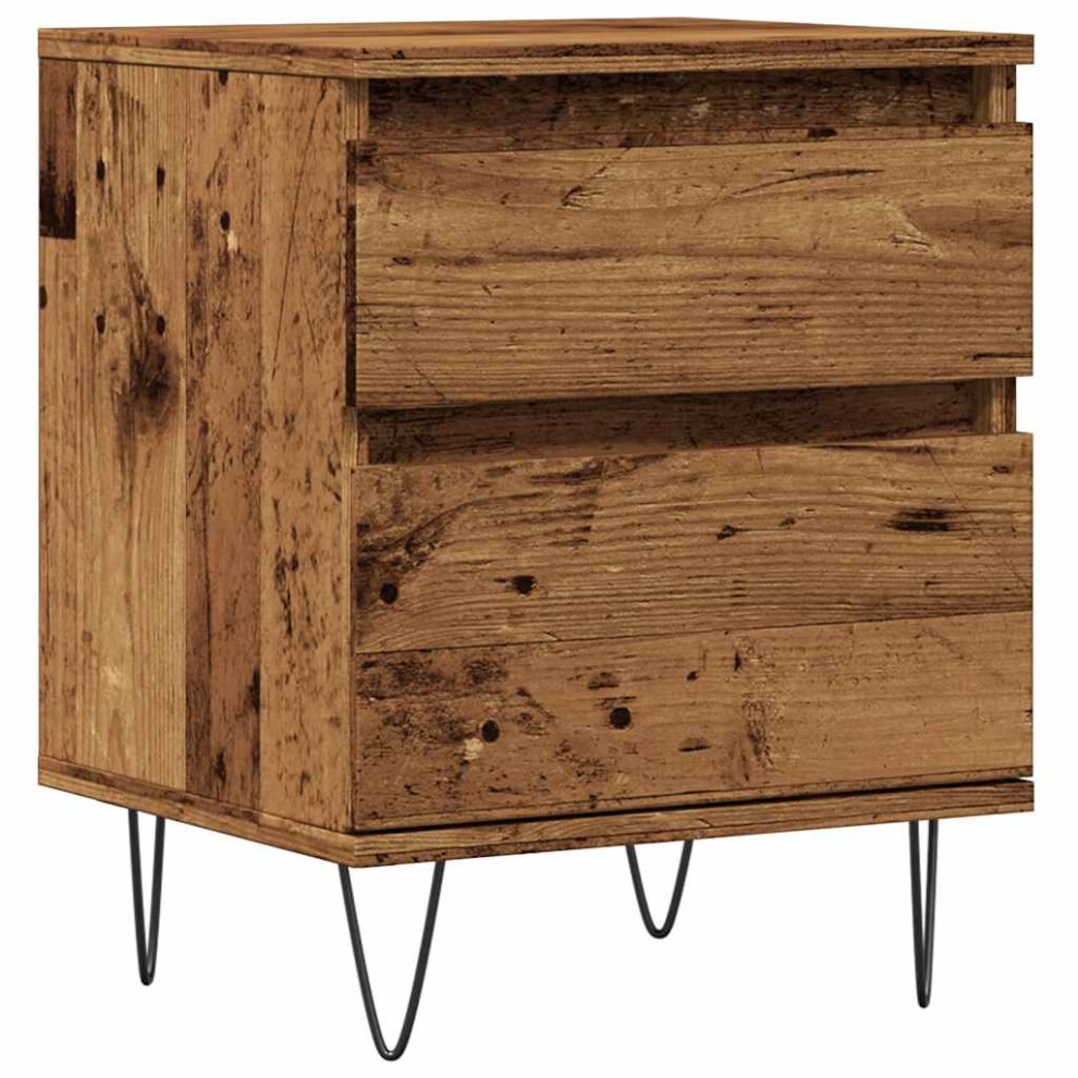 (old wood, 1 pcs) vidaXL Bedside Cabinets Nightstand Bed Table 2 pcs Old Wood Engineered Wood