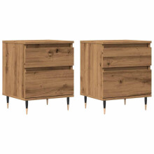 (artisan oak, 2 pcs) vidaXL Bedside Cabinet Nightstand Bed Side Table Artisan Oak Engineered Wood