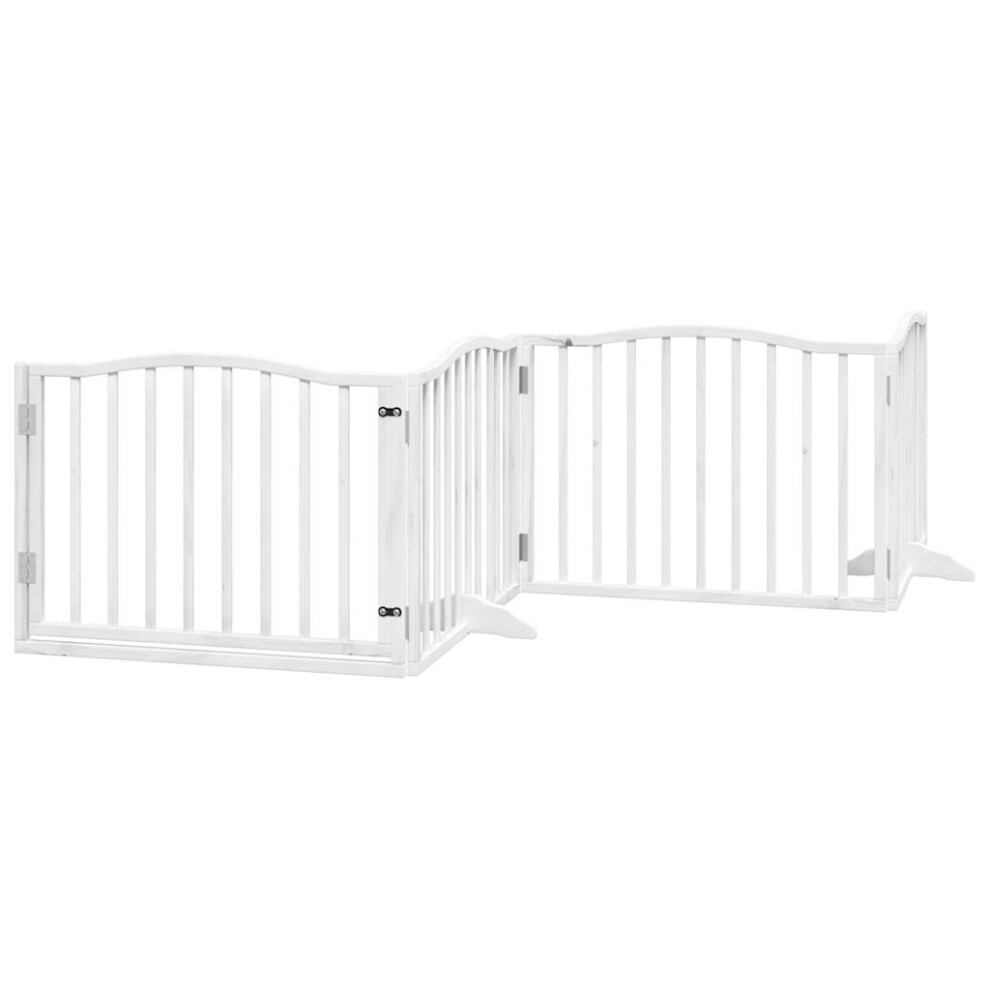 Vidaxl (White, 80 X 60 X 2 Cm/ 4 Pcs) Dog Gate With Door Foldable Pet Gate Dog Fence Pet Barrierâ Poplar Wood - Image 2