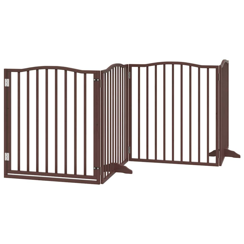 (brown oak, 80 x 90 x 2 cm/ 4 pcs) vidaXL Dog Gate with Door Foldable Pet Gate Dog Fence Pet BarrierÃÂ Poplar Wood