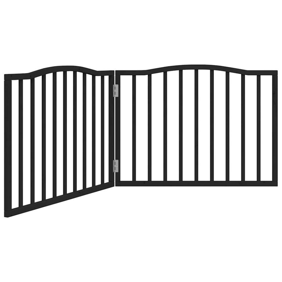 (black, 80 x 60 x 2 cm/ 2 pcs) vidaXL Dog Gate with Door Foldable Pet Gate Dog Fence Pet BarrierÃÂ Poplar Wood