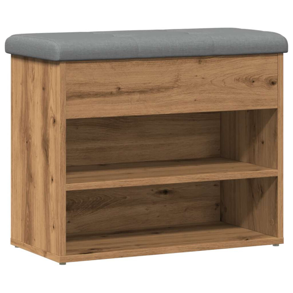 (artisan oak) vidaXL Shoe Bench Artisan Oak 62x32x50 cm Engineered Wood bench storage bench