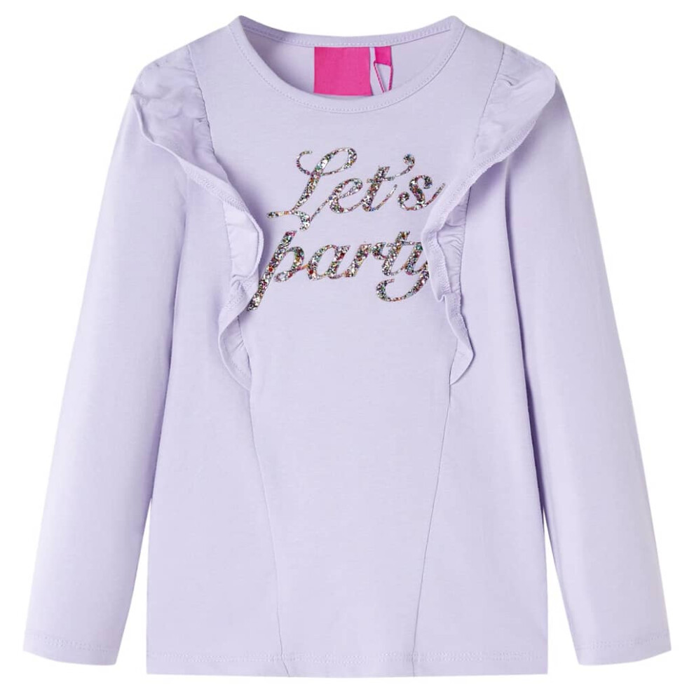 (lilac, 116 (5-6y)) Kids' T-shirt With Long Sleeves Kids' Top Children's T Shirt Tee Glitter Print