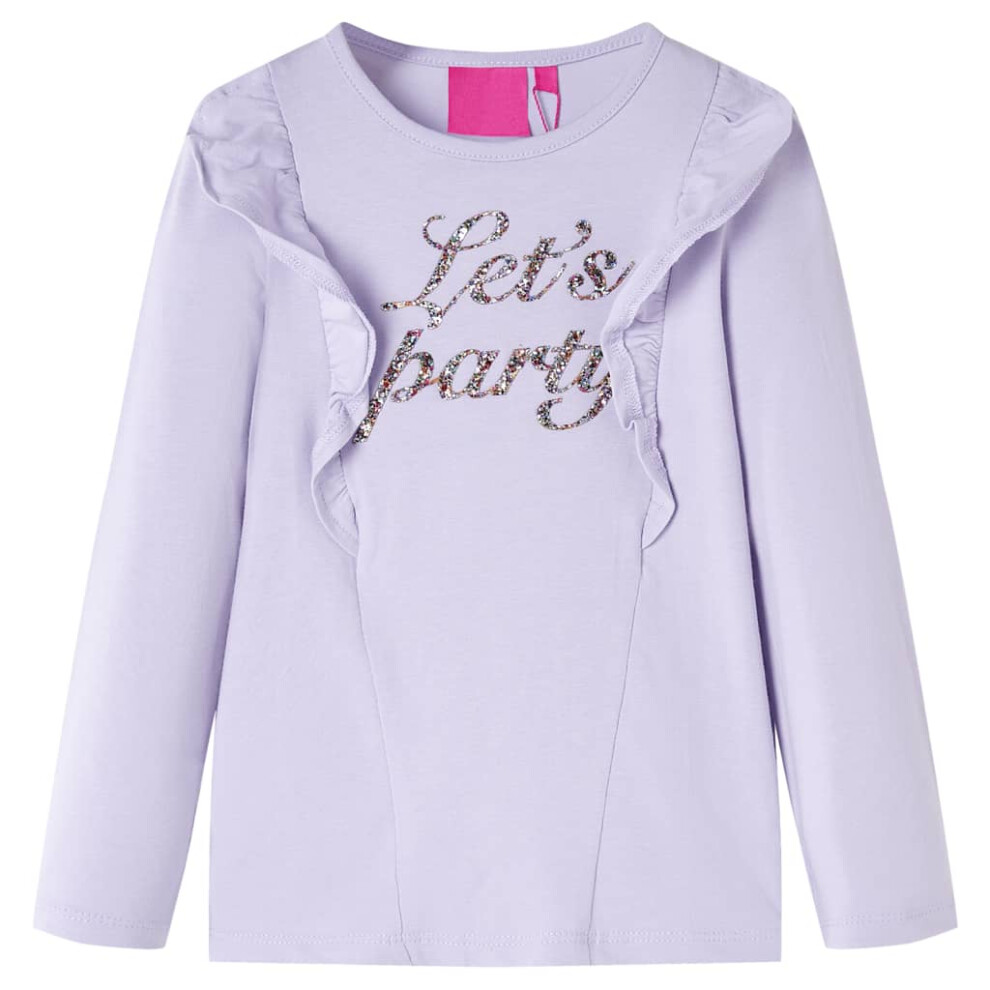 Vidaxl (Lilac, 140 (9-10Y)) Kids' T-Shirt With Long Sleeves Kids' Top Children's T Shirt Tee Glitter Print
