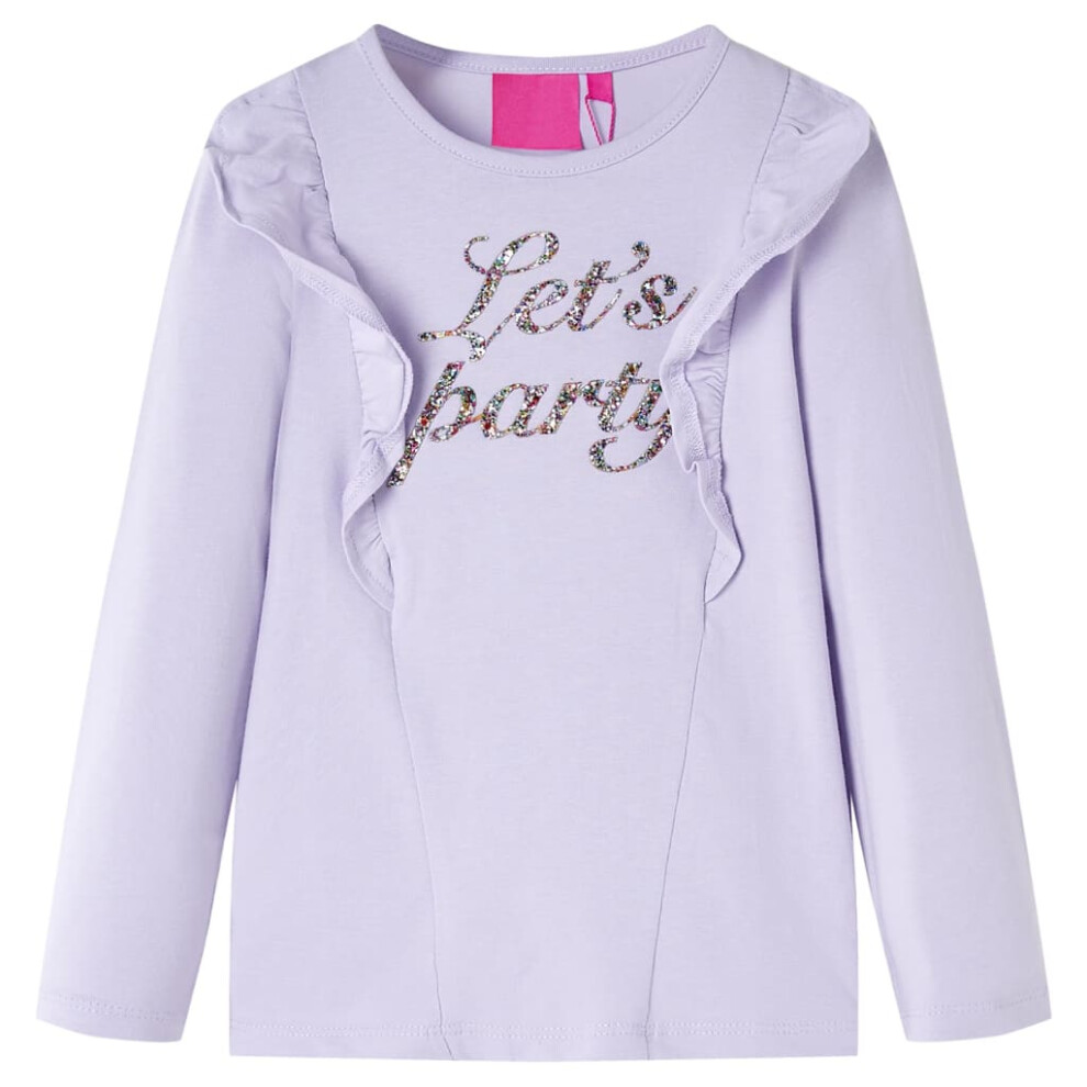 (lilac, 128 (7-8y)) Kids' T-shirt with Long Sleeves Kids' Top Children's T Shirt Tee Glitter Print