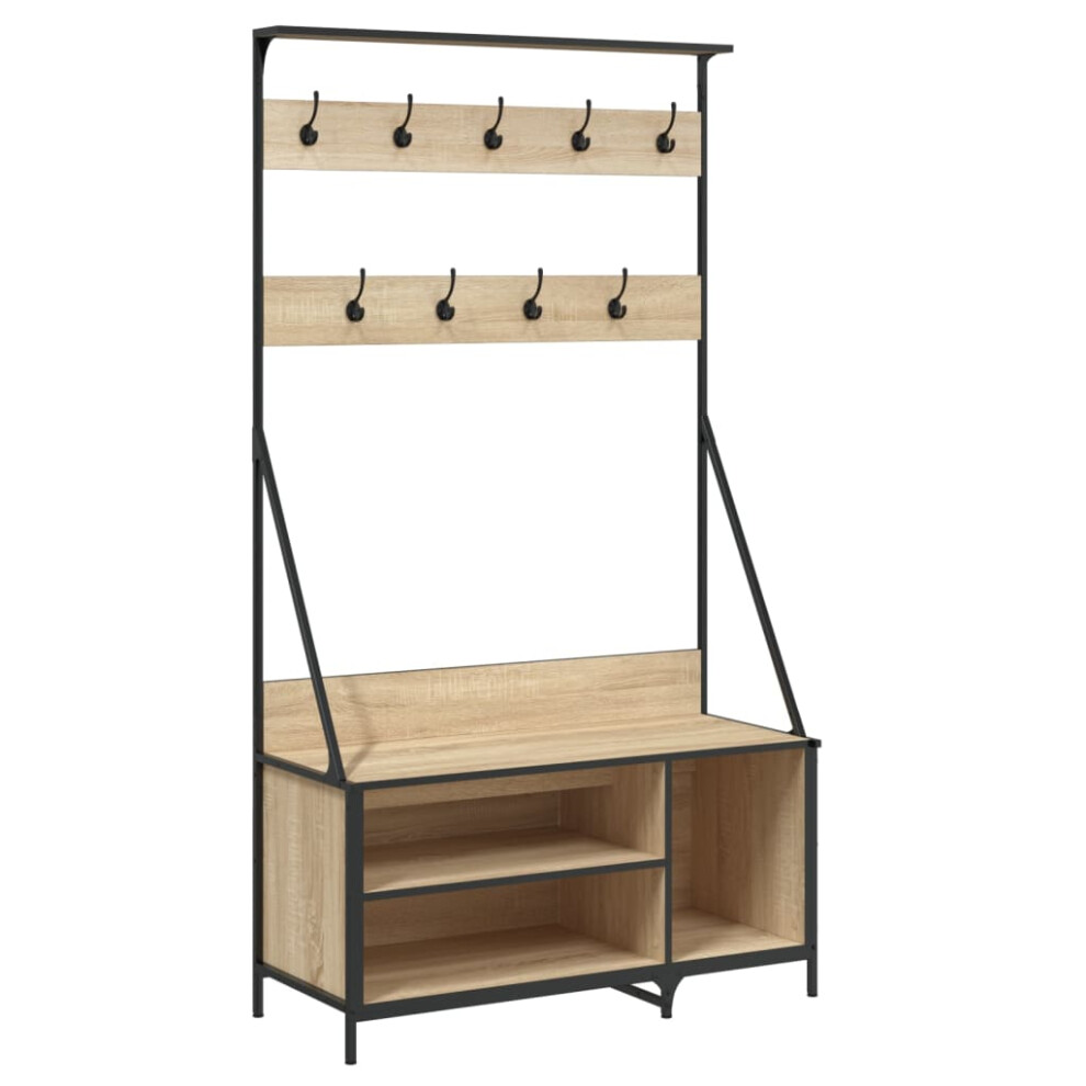 Vidaxl (Sonoma Oak) Clothes Rack With Shoe Storage Garment Rack Clothes Rail Smoked Oak