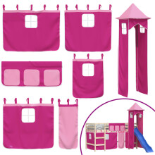 (pink) vidaXL Curtains for Loft Bed with Tower Privacy Blackout Bed Canopy Polyester