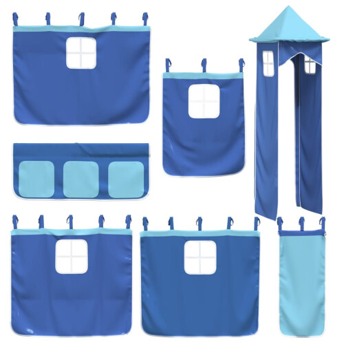 VidaXL (blue) vidaXL Curtains for Loft Bed with Tower Privacy Blackout Bed Canopy Polyester 2