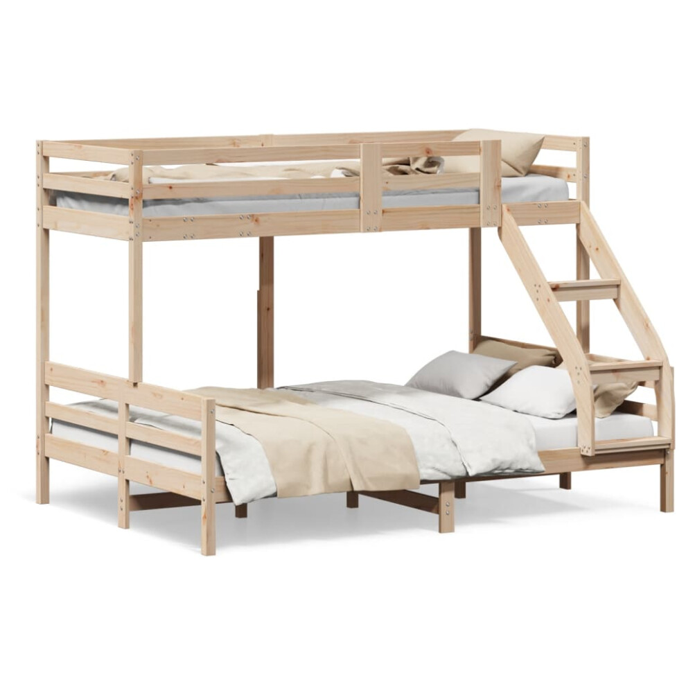 (natural) vidaXL Bunk Bed Kids Twin Sleeper 90x200/140x200 cm White Solid Wood Pine