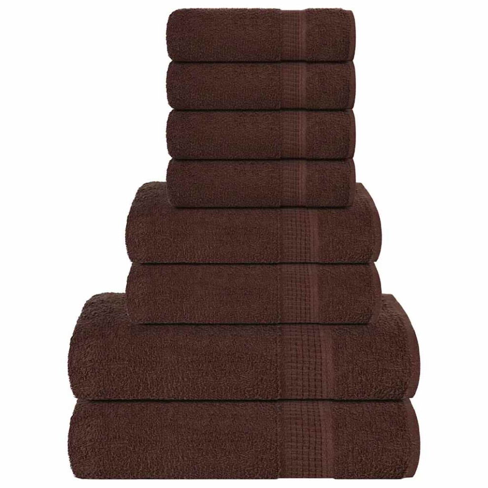 (brown) vidaXL Towel Set 8 Piece Tea Towel Hand Towel Wash Towel 360 Gsm 100% Cotton