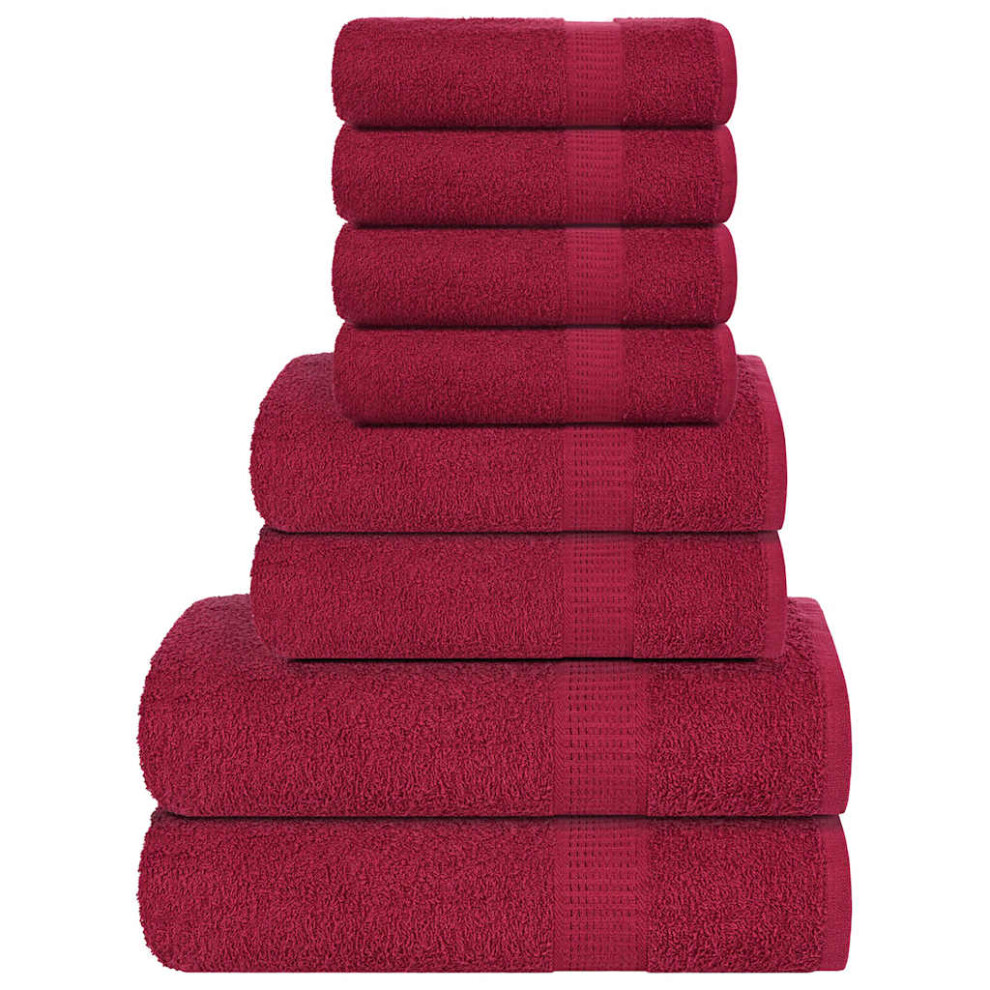 (bordeaux) vidaXL Towel Set 8 Piece Tea Towel Hand Towel Wash Towel 360 gsm 100% Cotton