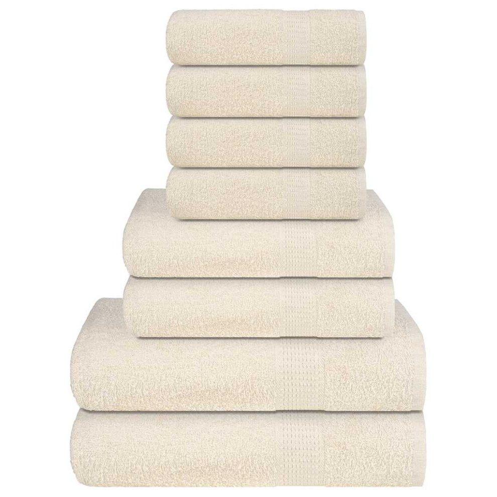 (cream) vidaXL Towel Set 8 Piece Tea Towel Hand Towel Wash Towel 360 gsm 100% Cotton