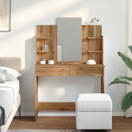 VidaXL (artisan oak) vidaXL Dressing Table with Mirror Dressing Room Cosmetic Table Vanity Table 2