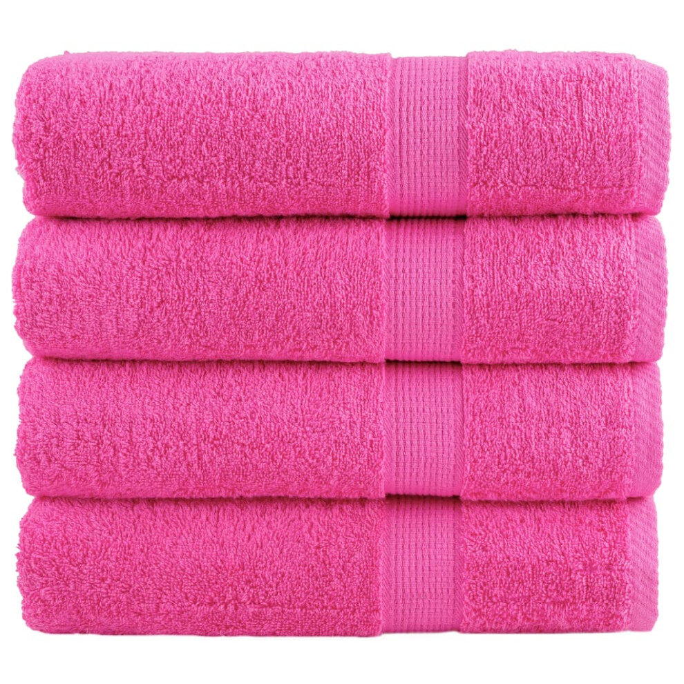 Vidaxl (Pink, 70 X 140 Cm/ 4 Pcs) Premium Soap Towels Hand Bath Towel 4 Pcs Orange 600 Gsm 100% Cotton