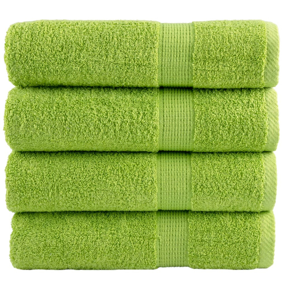 Vidaxl (Apple Green, 100 X 150 Cm/ 4 Pcs) Premium Soap Towels Hand Bath Towel 4 Pcs Orange 600 Gsm 100% Cotton