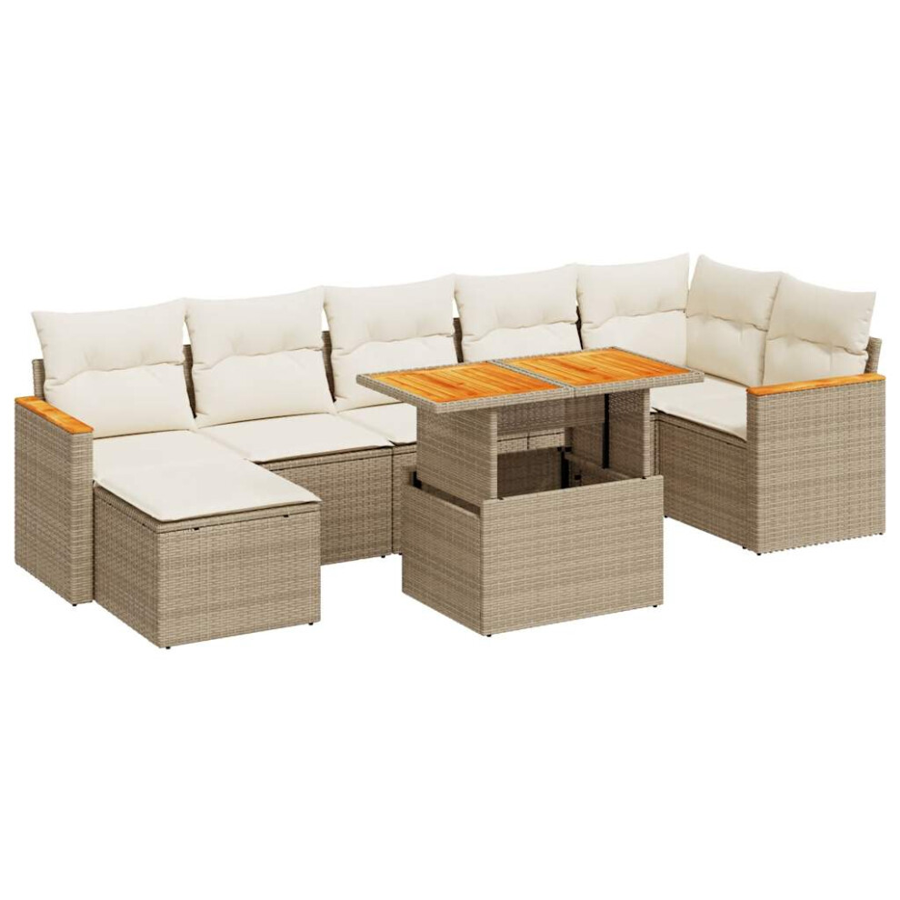 (beige And cream) vidaXL 8 Piece Garden Sofa Set With Cushions Black Poly Rattan Acacia