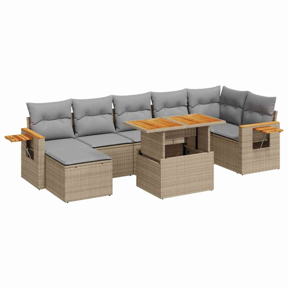 (beige And grey) vidaXL 8 Piece Garden Sofa Set With Cushions Black Poly Rattan Acacia