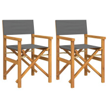 (grey, 2 pcs) vidaXL Folding Director's Chairs Picnic Chair Outdoor Chair Solid Wood Teak